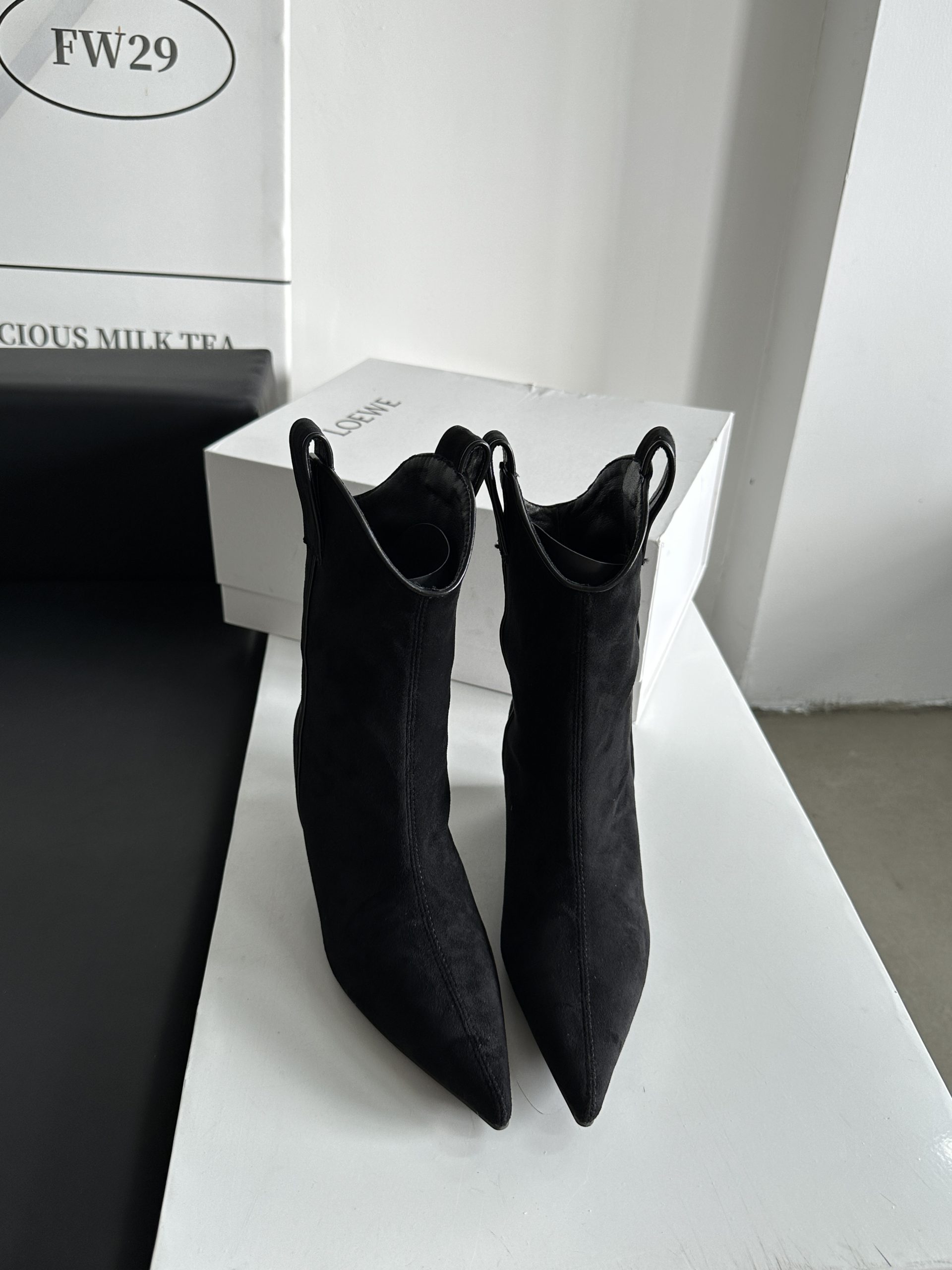 2024 New Winter Pointed Toe Slim Fit Mid Heel Short Boots High Heel Thick Sole Fashion Leopard Print Women Boots