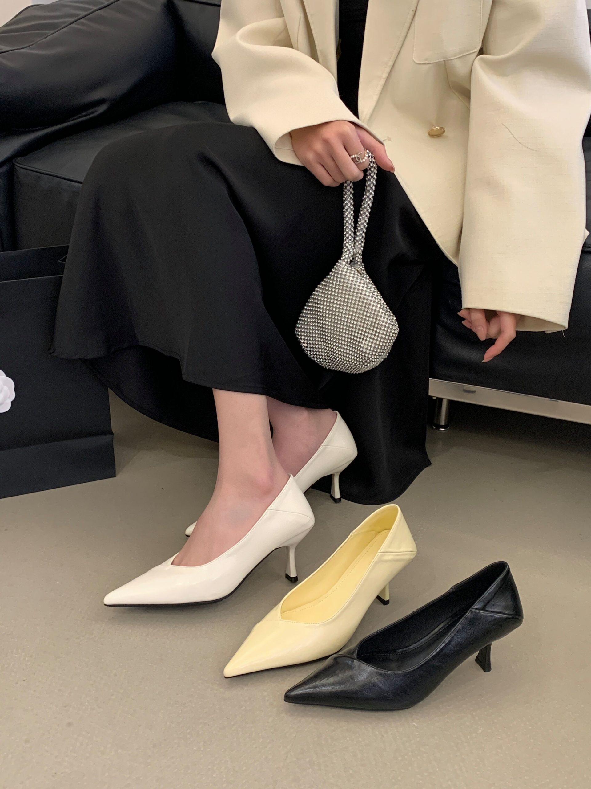 2026 New Style Women's High Heel Pointed Toe Slip-On Shoes Elegant Fashion Casual PU Leather