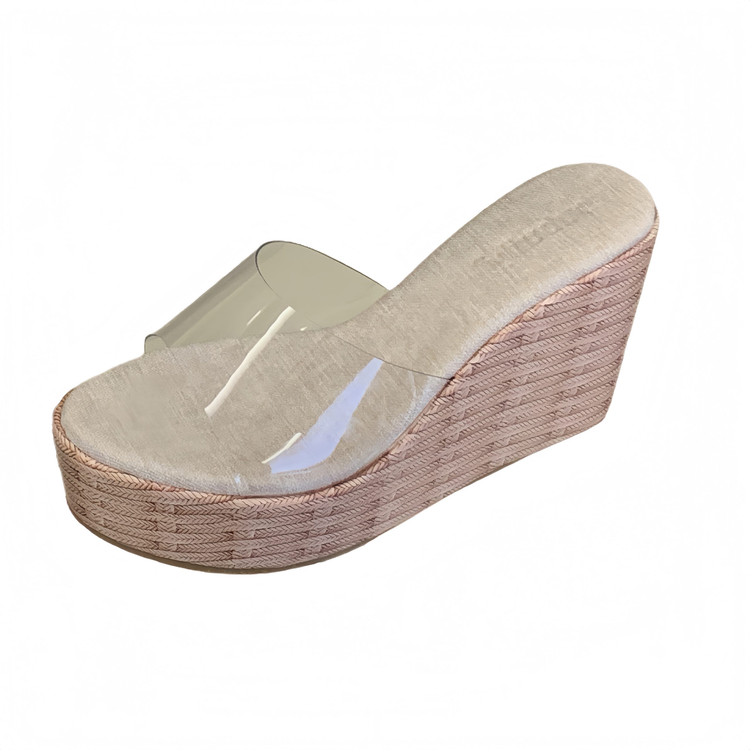 2026 New Summer Platform Wedge Slippers for Women French Style Transparent Strap Slip-On Sandals