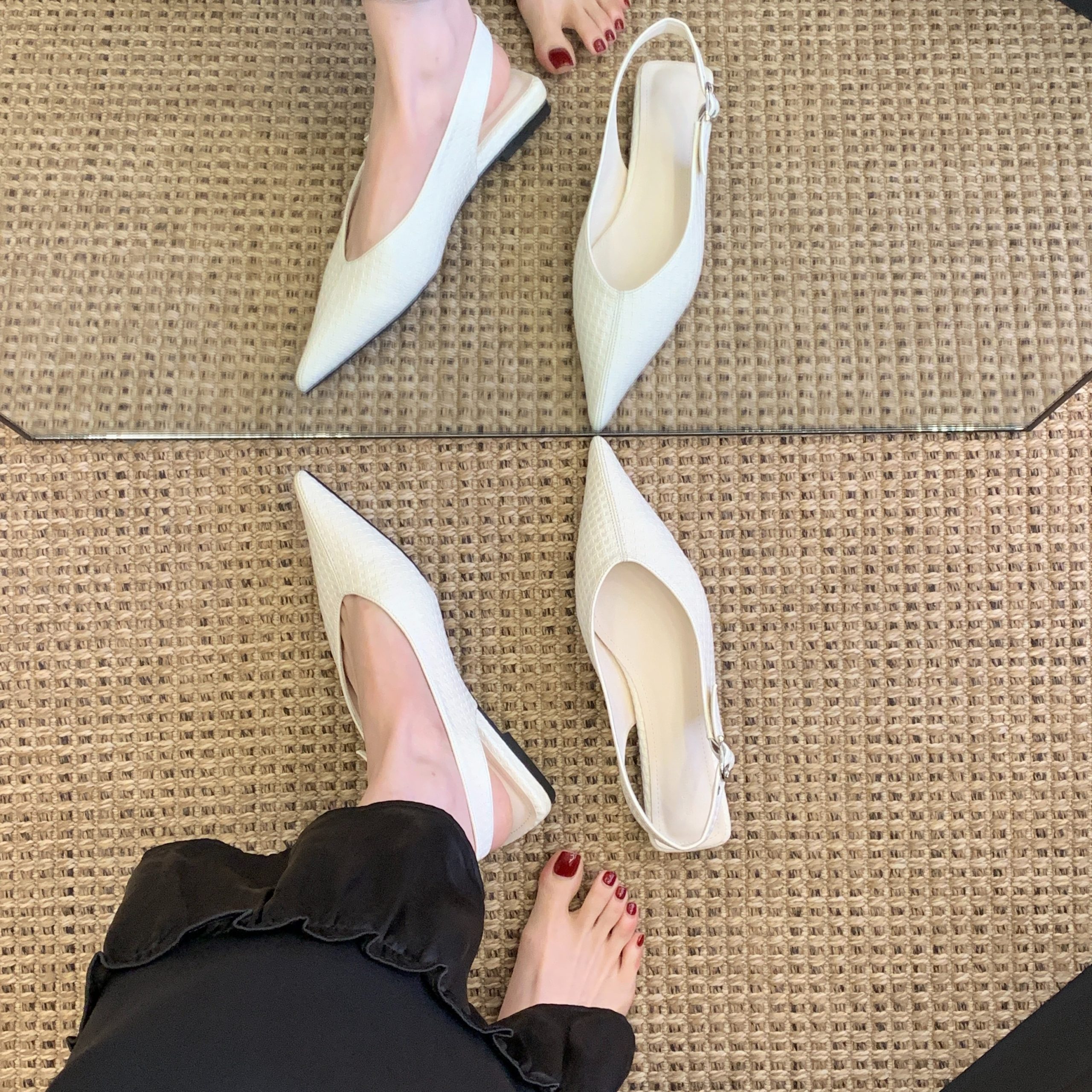 2026 New Women's Flat Sandals Backless Low Heel French Square Toe Fashion Comfortable Office Shoes
