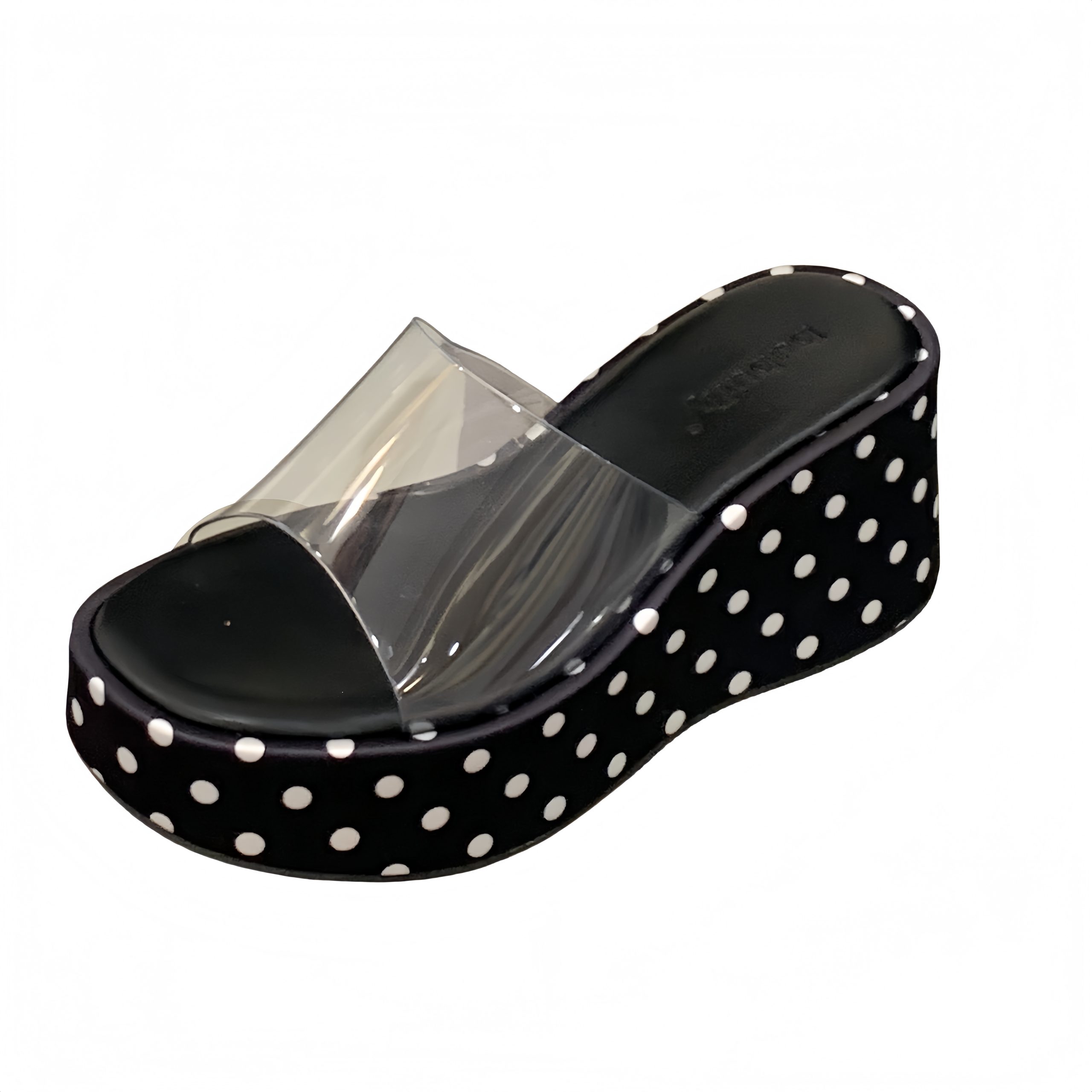 2026 Summer New Transparent Polka Dot Thick Sole One-Strap Sandals for Women, Platform Wedge Height Increasing Slippers