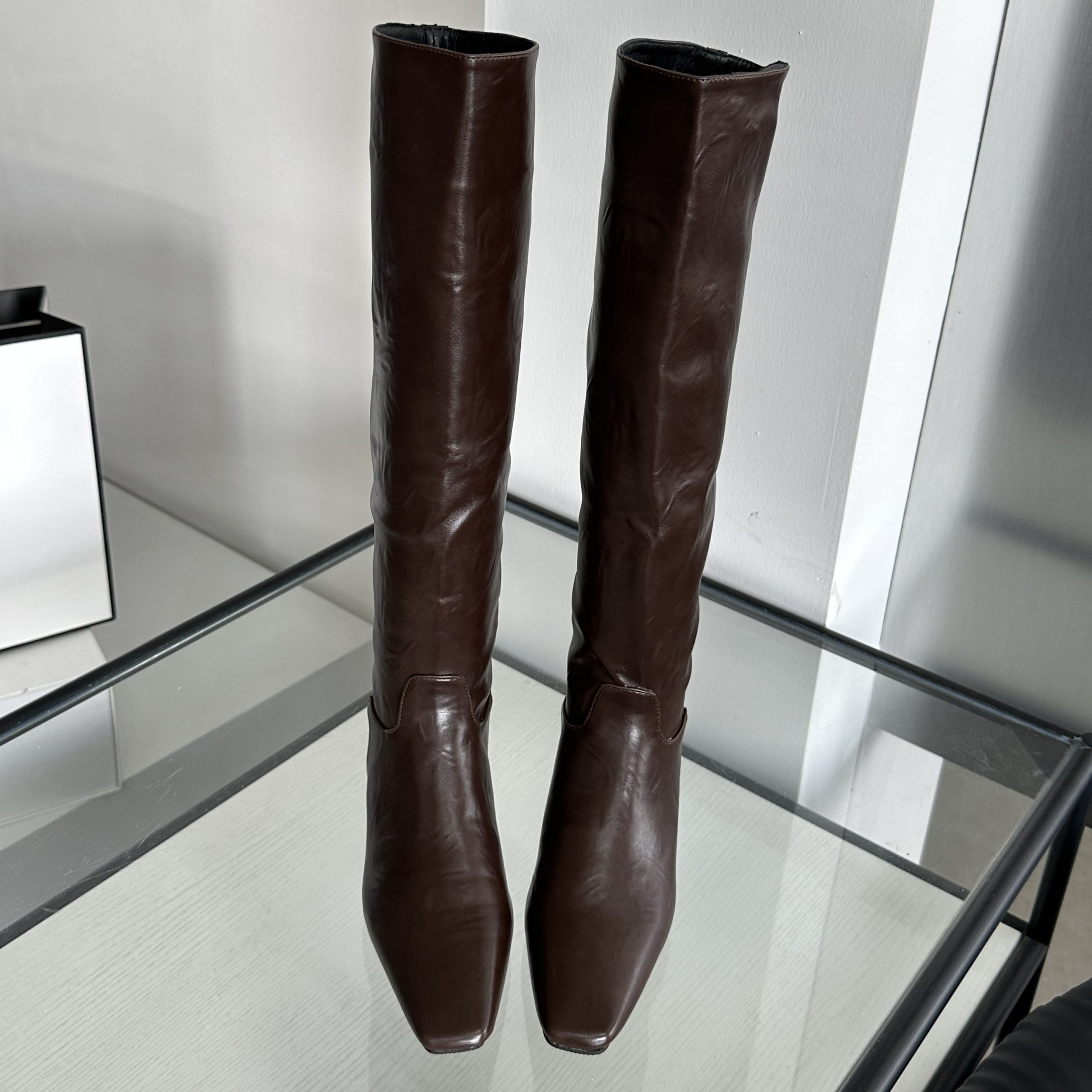 French Style Over Knee Boots Women 2024 New Square Toe Chunky Heel Fashion Slim High Boots