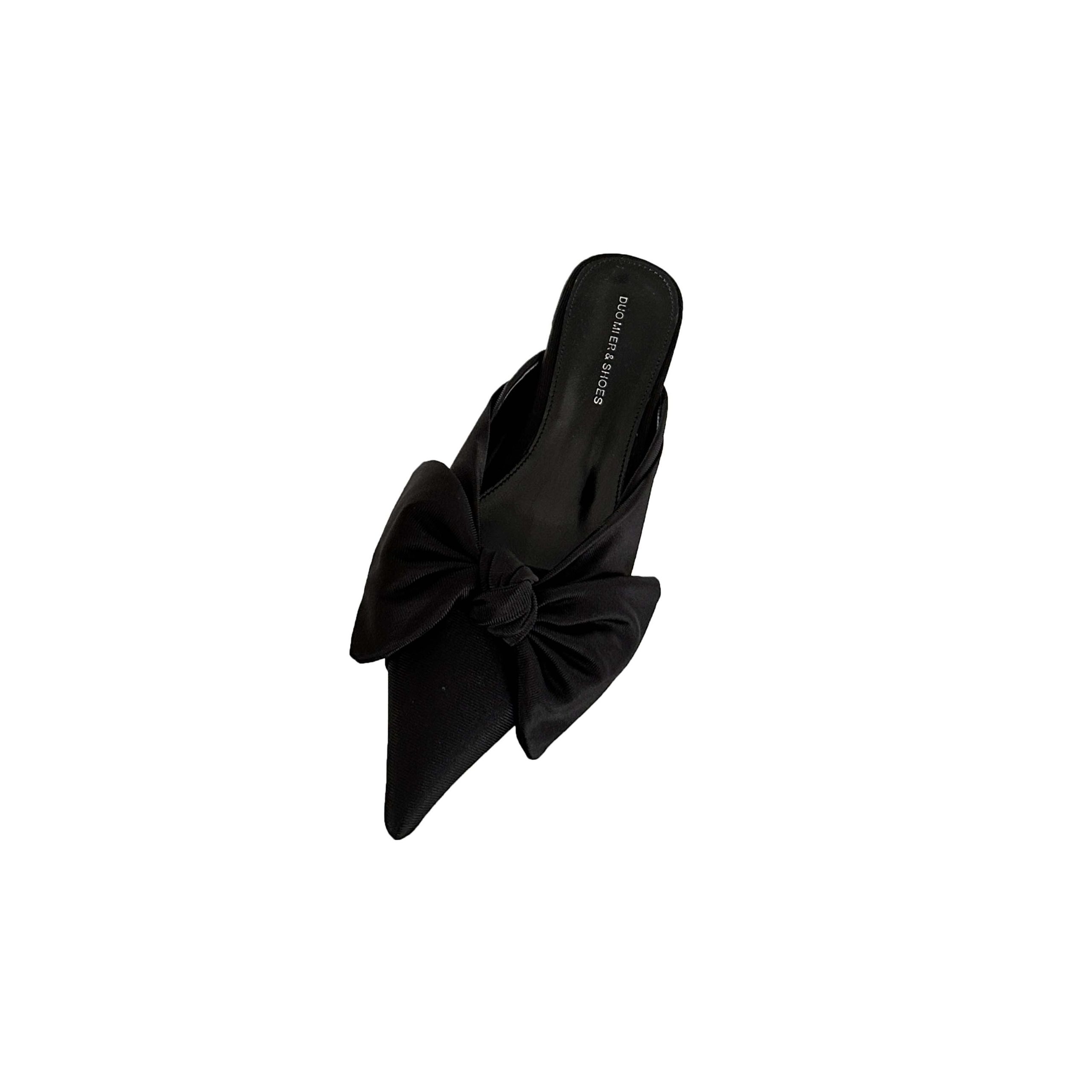 Korean Style Retro Pointed Toe Slippers for Women - Low Heel, Solid Color, Spring 2024