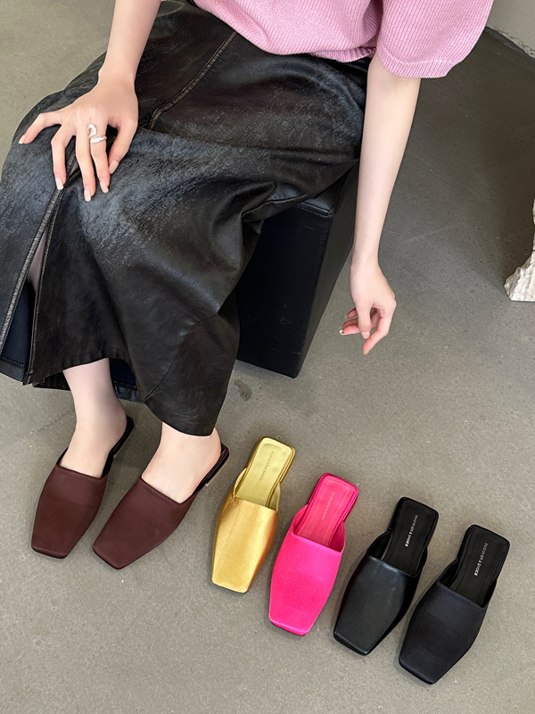 Retro Fashion Toe-Covered Slip-On Slippers